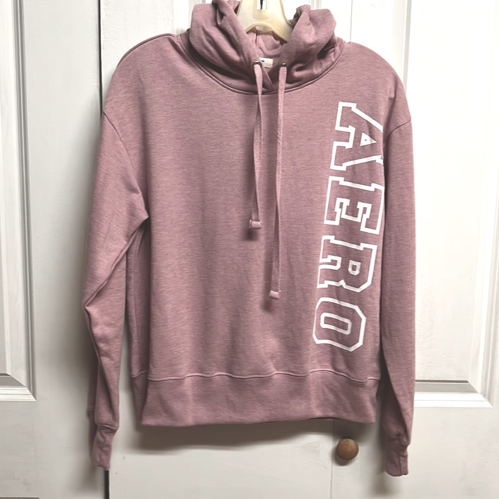 Aeropostale Sport Rose Pink Logo Print Long Sleeve Hoodie Size M